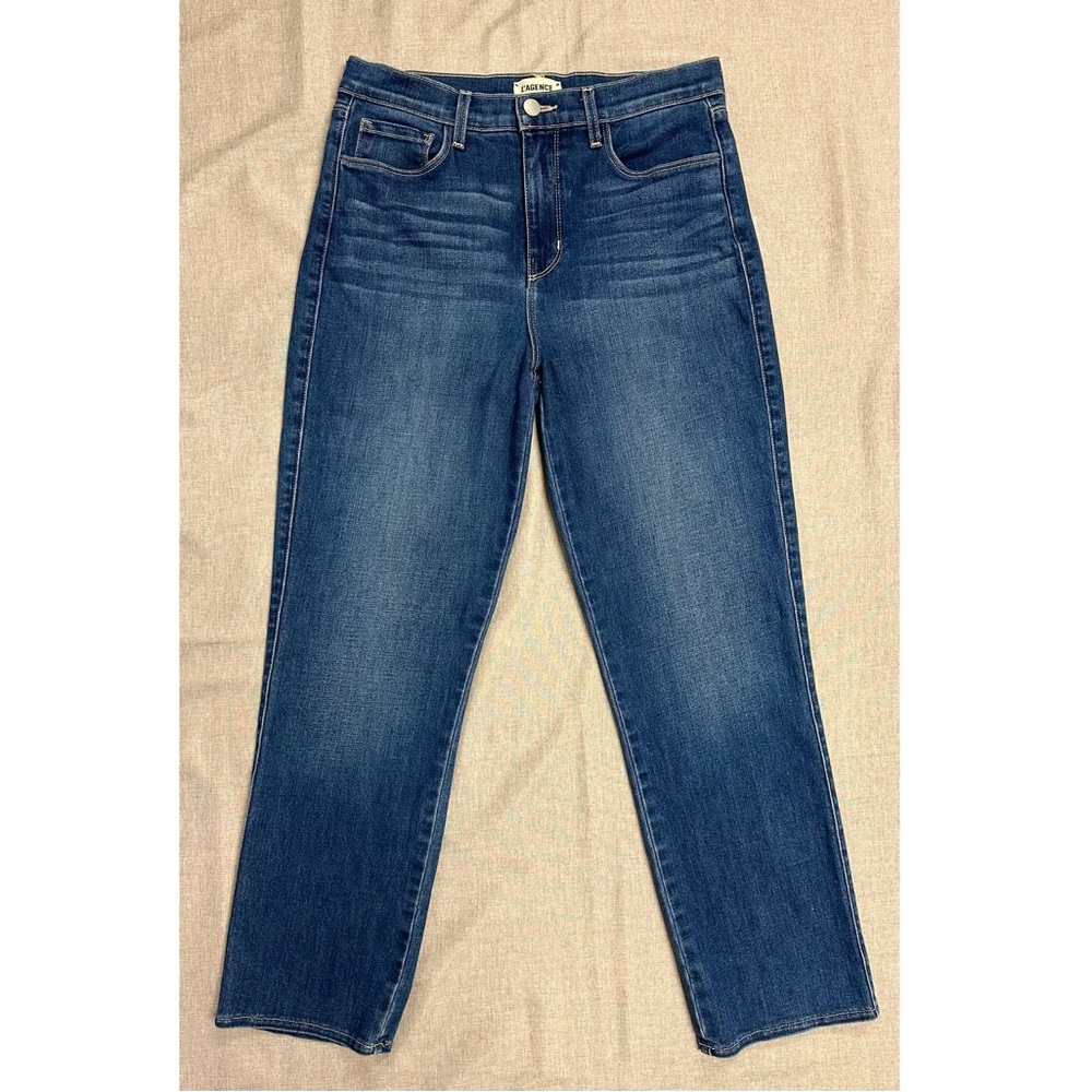 L'AGENCE Women's Blue High-Rise Cigarette Jeans Size 28
